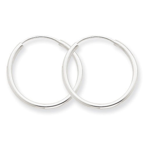 Small Hoop Earrings in 14K White Gold 3/4 Inch