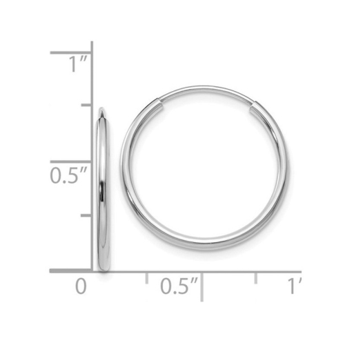 Small Hoop Earrings in 14K White Gold 3/4 Inch