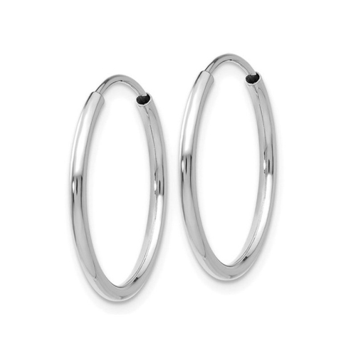 Small Hoop Earrings in 14K White Gold 3/4 Inch