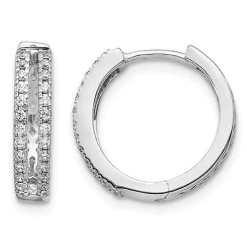 GEM AND HARMONY  1/4 Carat (Ctw I2-I3, I-J) Diamond Huggie Hoop Earrings In 14K Gold In White