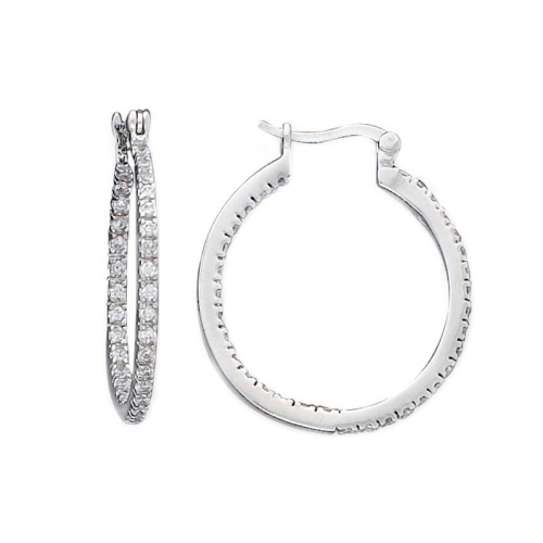 GEM AND HARMONY  Synthetic Cubic Zirconia (Cz) (Cz) Hoop Earrings In Sterling In Silver