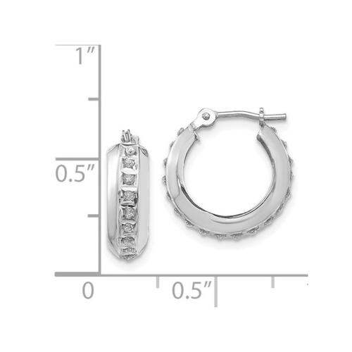 Huggie Hoop Earrings in 14K White Gold with Accent Diamonds