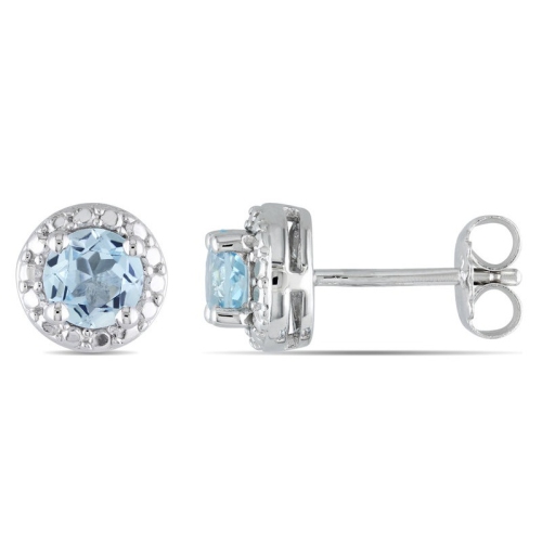 GEM AND HARMONY  1.05 Carat (Ctw) Topaz Solitaire Earrings In Sterling Silver In Blue