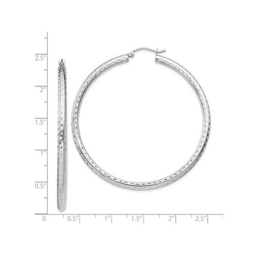 Extra Large Diamond Cut Hoop Earrings in Sterling Silver 2 Inch