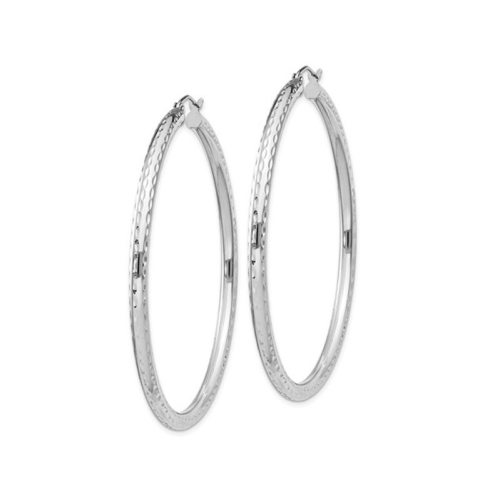 Extra Large Diamond Cut Hoop Earrings in Sterling Silver 2 Inch