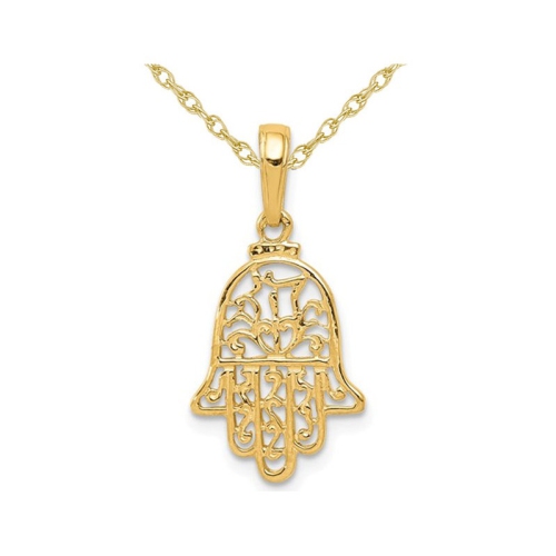 GEM AND HARMONY  14K Gold Hamsa Pendant Necklace In With Chain In Yellow
