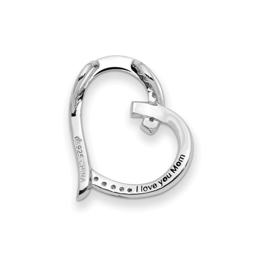 I Love You Mom Pendant Necklace in Antiqued Sterling Silver with Chain