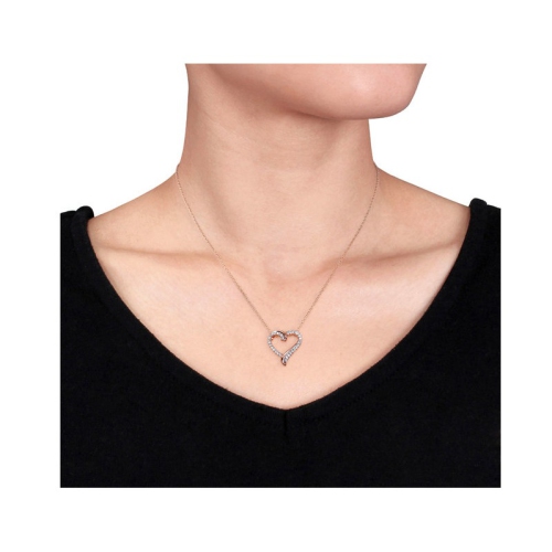 3/4 Carat Lab-Created White Sapphire Pendant Necklace in Rose Plated Sterling Silver With Chain