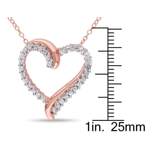 3/4 Carat Lab-Created White Sapphire Pendant Necklace in Rose Plated Sterling Silver With Chain