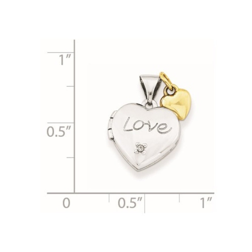 Heart Charm and Heart Locket Pendant Necklace in Sterling Silver with Gold Plating