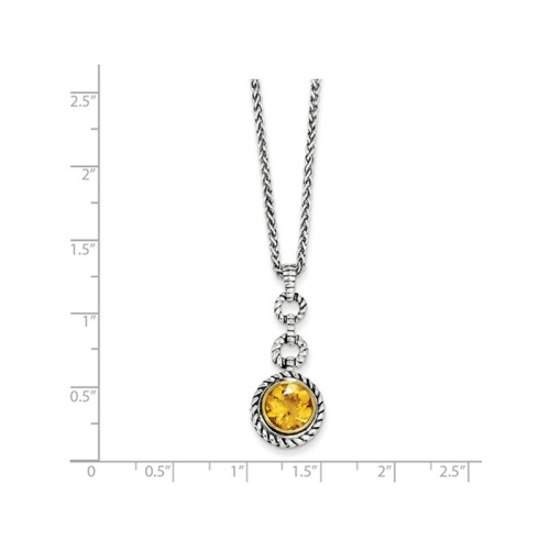 Natural Citrine Drop Pendant Necklace 2.00 Carat in Sterling Silver with 14K Gold Accents