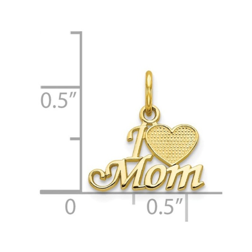 I Heart Mom Pendant Necklace in 10K Yellow Gold with Chain