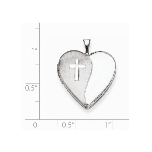 Sterling Silver Cross Heart Shaped Locket Pendant Necklace in