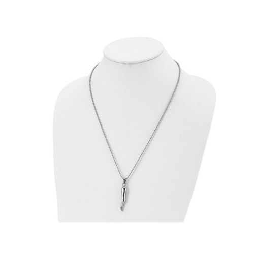 Collier à pendentif en forme de corne italienne en acier inoxydable avec chaîne