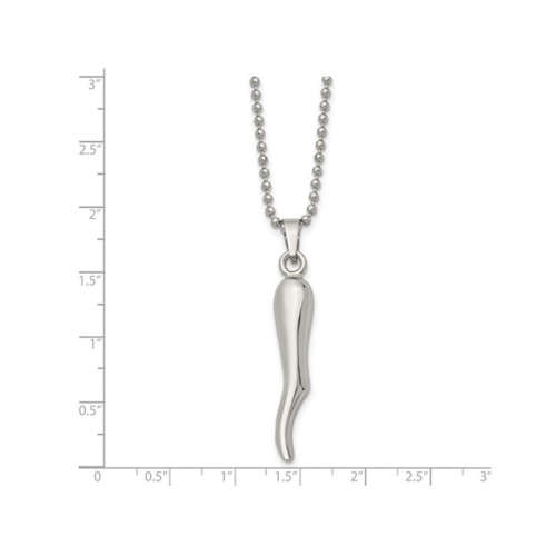 Collier à pendentif en forme de corne italienne en acier inoxydable avec chaîne