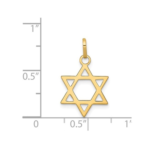 14K Yellow Gold Star Of David Pendant Necklace with Chain