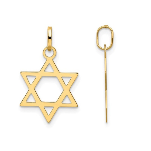 14K Yellow Gold Star Of David Pendant Necklace with Chain