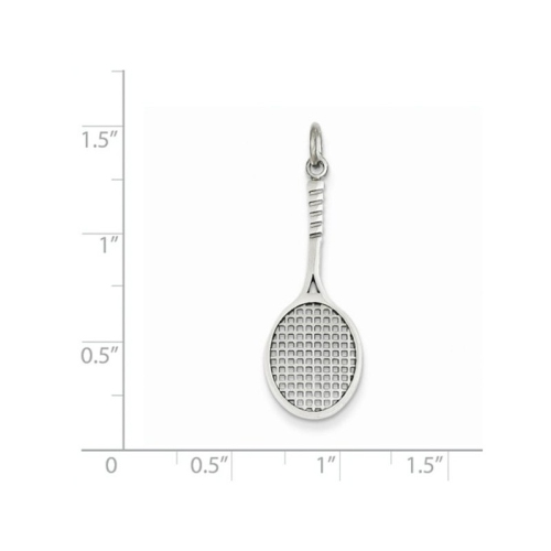 14K White Gold Tennis Racquet Charm Pendant Necklace in with Chain