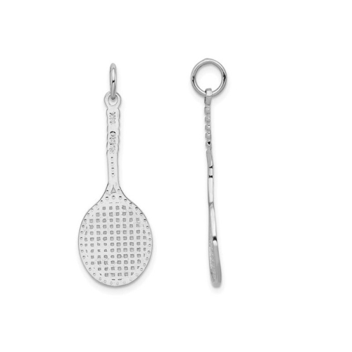 14K White Gold Tennis Racquet Charm Pendant Necklace in with Chain