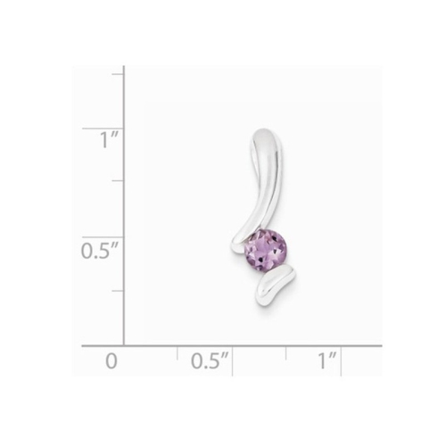 Solitaire Purple Amethyst Gemstone Drop Pendant Necklace in Sterling Silver