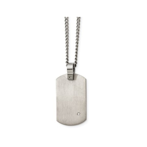 GEM AND HARMONY  Mens Titanium Dog Tag Pendant Necklace With Diamond Accent And Chain In Multicolor