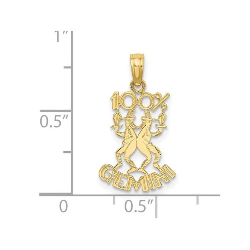 10K Yellow Gold 100% GEMINI Charm Zodiac Astrology Pendant Necklace with Chain