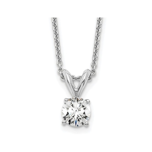 GEM AND HARMONY  1/3 Carat (Ctw E-F, Vs2-Si1) Lab Grown Diamond Solitaire Pendant Necklace In 14K Gold With Chain In White