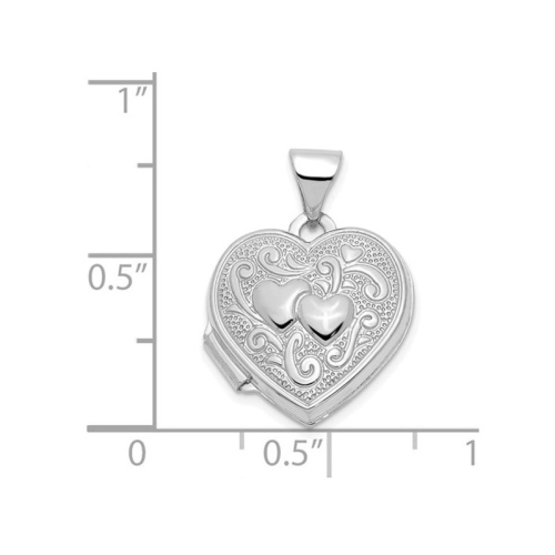Heart Locket Necklace in 14K White Gold with Chain