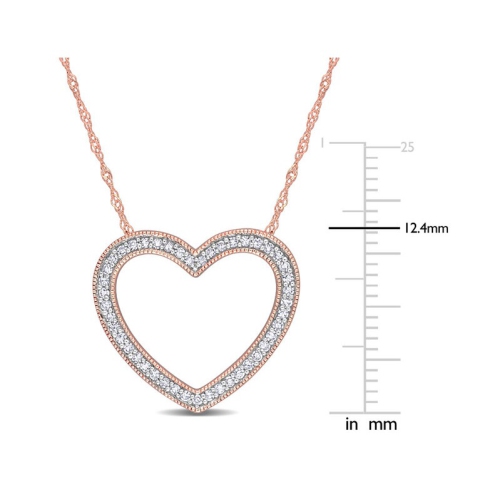 1/4 Carat Diamond Heart Pendant Necklace in 14K Rose Pink Gold with Chain