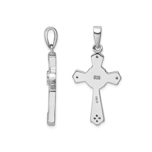 Lab Created Blue Opal Cross Pendant Necklace in Sterling Silver with Chain