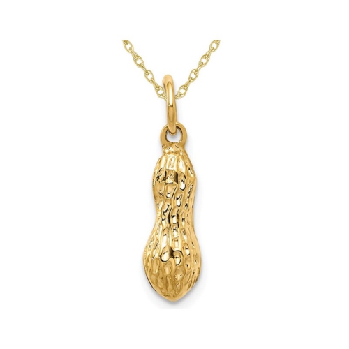 GEM AND HARMONY  14K Gold Peanut Charm Pendant Necklace With Chain In Yellow