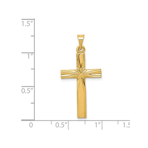 14K Yellow Gold Polished Latin Cross Pendant Necklace with Chain
