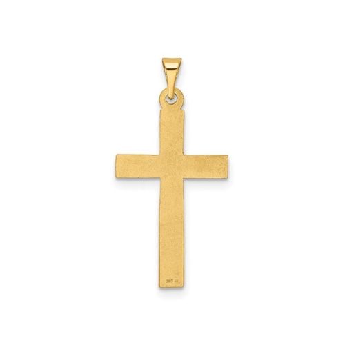 14K Yellow Gold Polished Latin Cross Pendant Necklace with Chain
