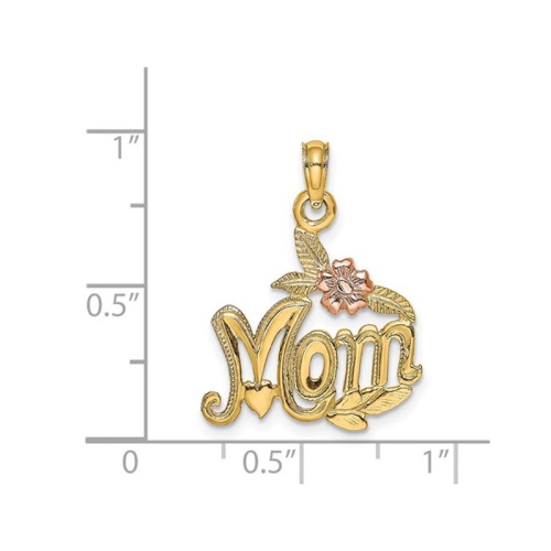 MOM Flower Pendant Necklace in 14K Yellow Gold with Chain