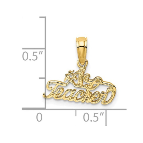 Collier à pendentif EN or jaune 14 ct avec chaîne ET breloque POUR ENSEIGNANT no 1