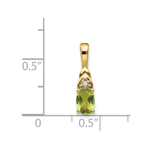 1/2 Carat Natural Green Peridot Pendant Necklace in 14K Yellow Gold with Chain