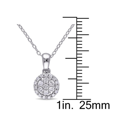 1/4 Carat Diamond Cluster Halo Pendant Necklace with Chain