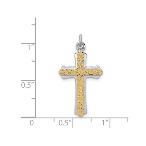 Sterling Silver with 18K Gold Cross Pendant Necklace with Chain