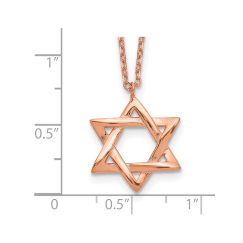 Rose Plated Sterling Silver Polished Star Of David Necklace with Chain