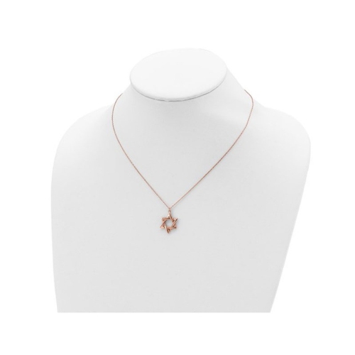 Rose Plated Sterling Silver Polished Star Of David Necklace with Chain