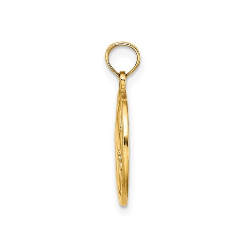 Fleur De Lis Disc Pendant Necklace in 10K Yellow Gold with Chain