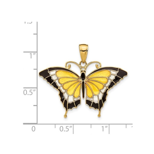 Butterfly Pendant Necklace in 14K Yellow Gold with Chain