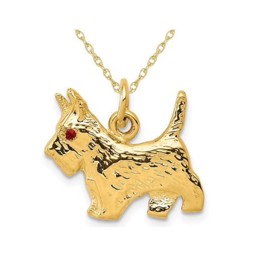 GEM AND HARMONY  14K Gold Scottie Dog Charm Pendant Necklace With Chain In Yellow