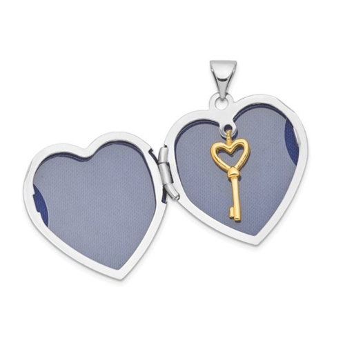 Sterling Silver Heart Shaped Locket Pendant with Chain