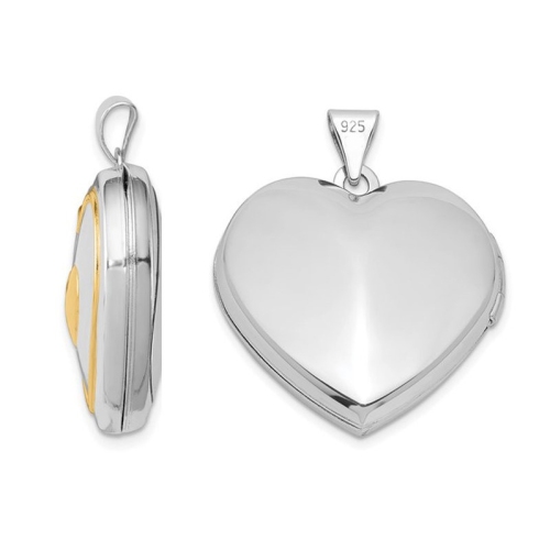 Sterling Silver Heart Shaped Locket Pendant with Chain