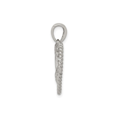 Synthetic Cubic Zirconia Heart Pendant Necklace with LOVE in Sterling Silver