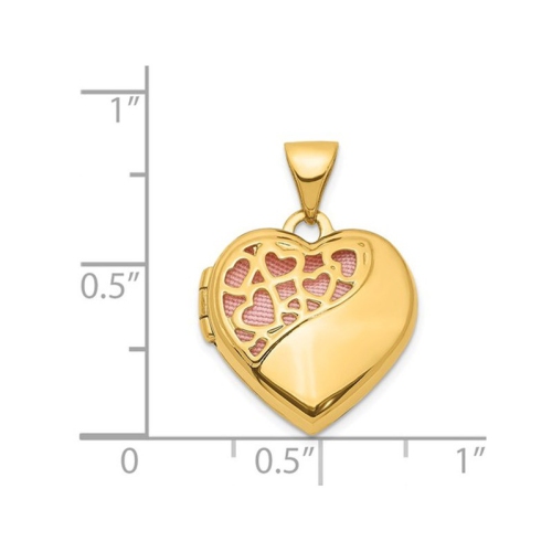 14K Yellow Gold Heart Locket Pendant Necklace with Chain