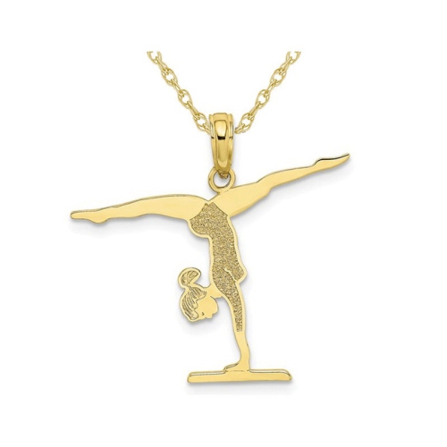 GEM AND HARMONY  10K Gold Gymnastics Floor Pendant Necklace With Chain In Yellow
