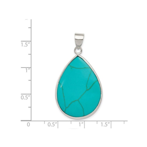Turquoise Teardrop Pendant Necklace in Sterling Silver with Chain