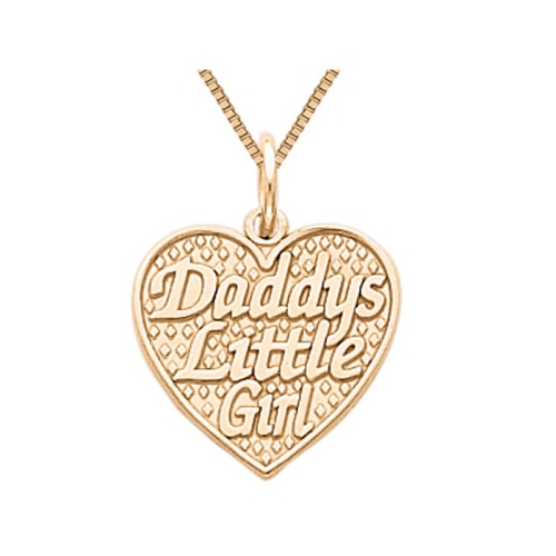 Daddys Little Girl Heart Pendant Necklace in 14K Yellow Gold with Chain